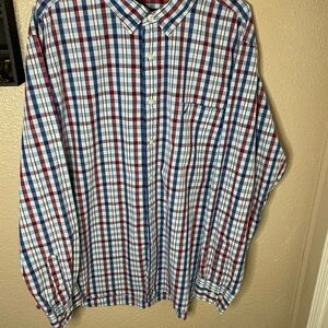 Nautica Blue and Red Casual Button Down Shirt